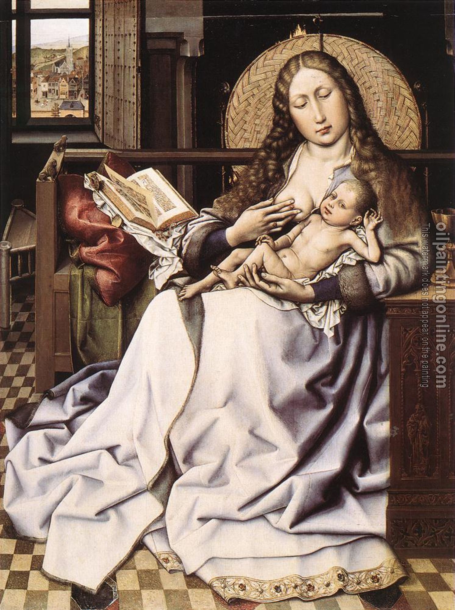 Robert Campin - The Virgin and Child before a Firescreen